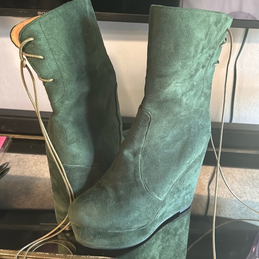 Suede Wedge Boots
